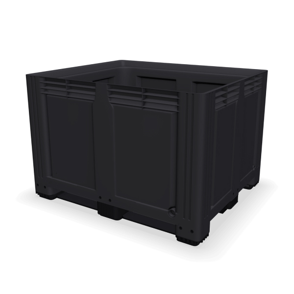Black Solid Plastic Box Pallet 3 Skids
