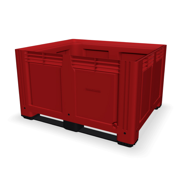 Red Plastic Pallet Box with 2 Skids