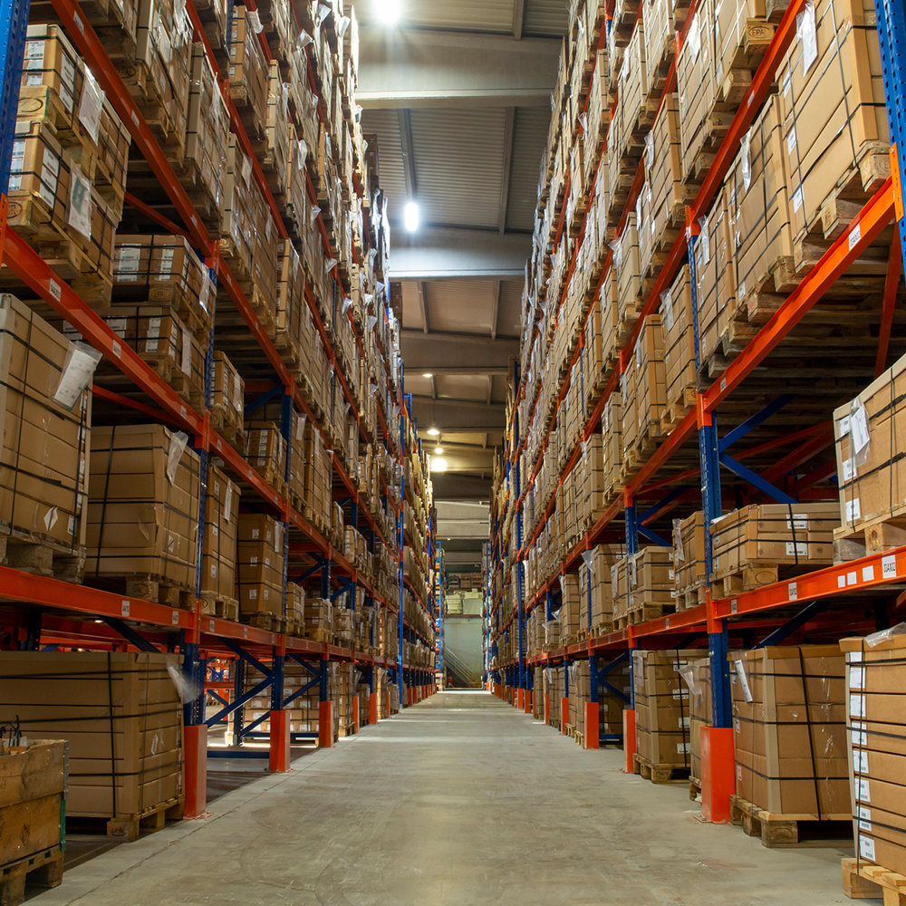 Warehouse with racking and product