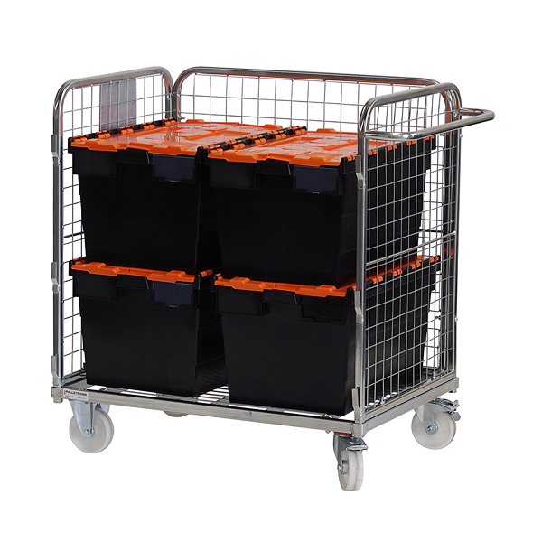 Three sided compact merchandise picking trolley