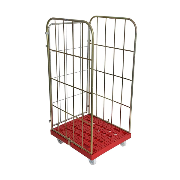 Demountable Three Sided Roll Pallet with Plastic Base
