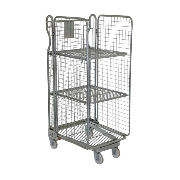 Three sided mesh roll pallet – formed handle holds