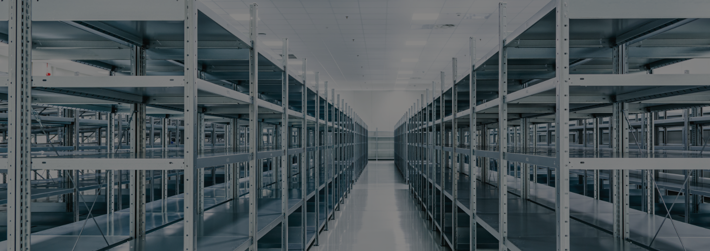 Image of shelving in warehouse setting